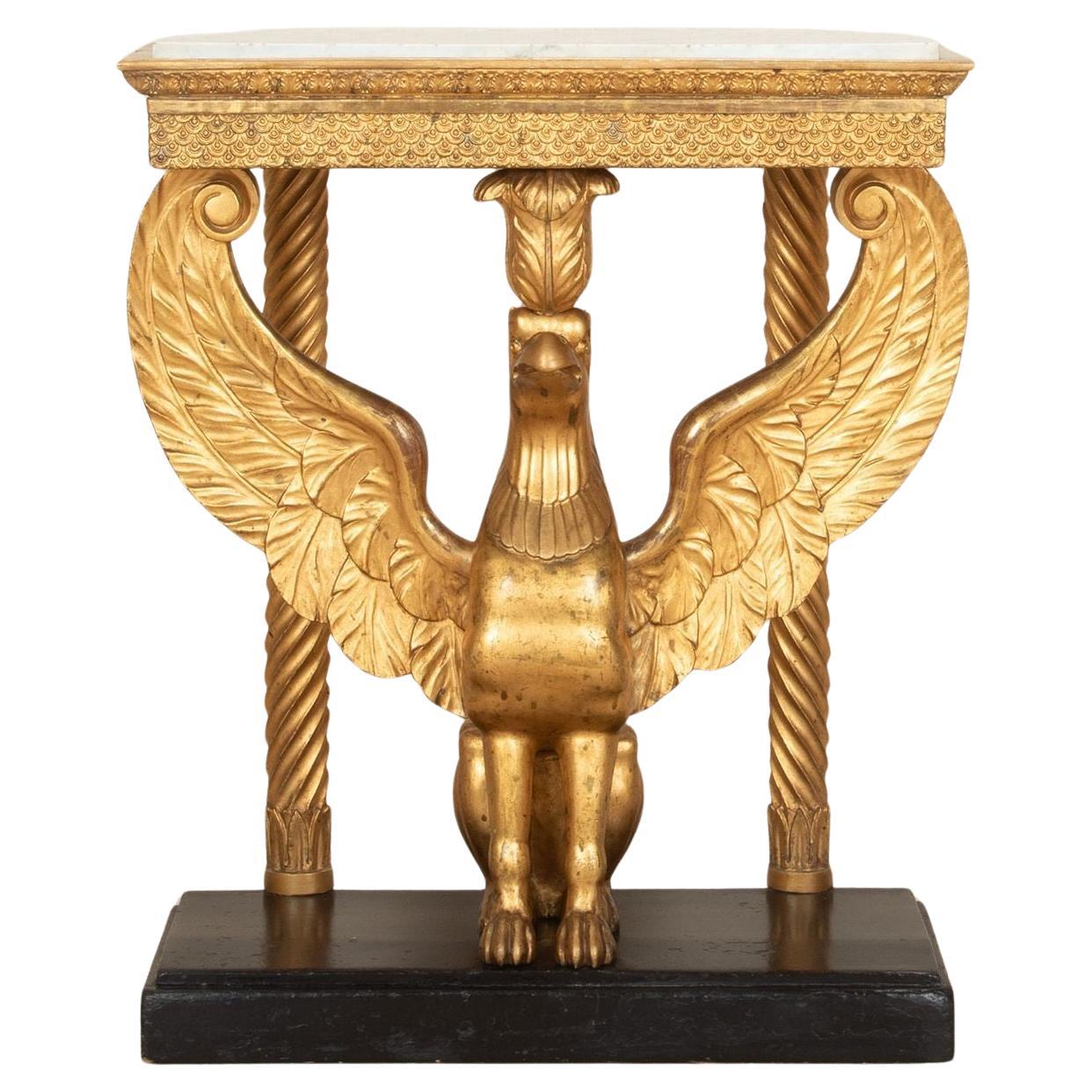 Table console en bois doré suédois du début du 19e siècle en vente