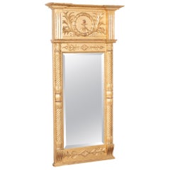 Early 19th Century Swedish Gold Giltwood Mirror with Laurel Wreath Crest