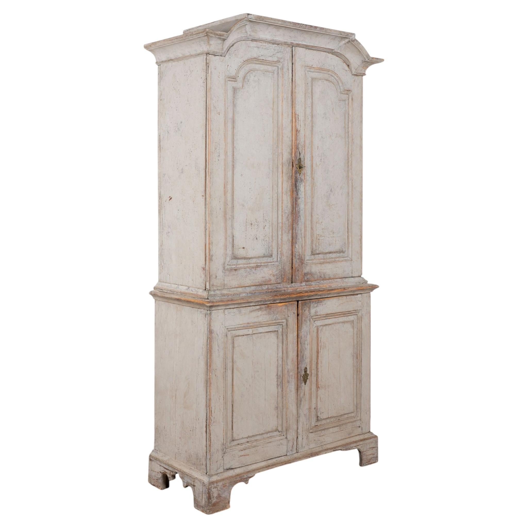 Early 19th Century Swedish Gray Painted Wedding Cabinet