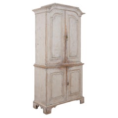 Early 19th Century Swedish Gray Painted Wedding Cabinet