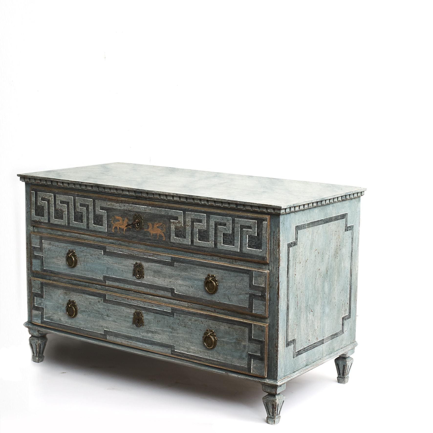 Painted Early 19th Century Swedish Gustavian Chest of Drawers