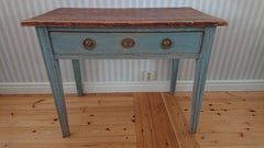 Début du XIXe siècle - Suédois  antique  Bureau gustavien rustique avec peinture d'origine