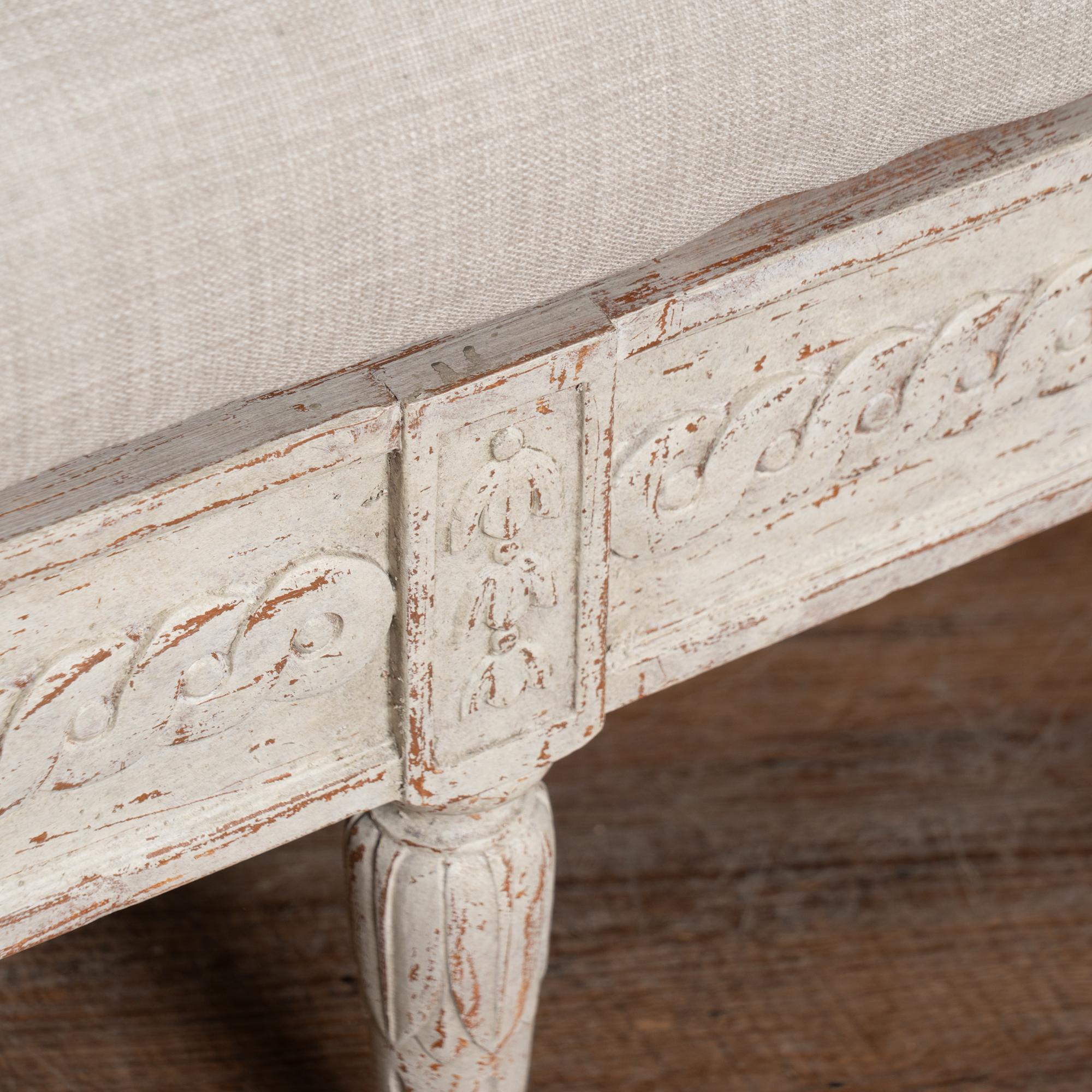 Early 19th Century Swedish Gustavian Gray Settee Bench For Sale 7