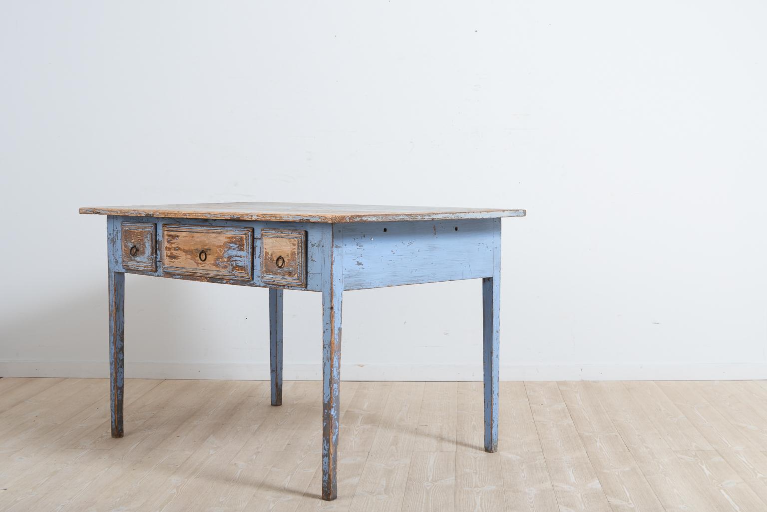 Hand-Crafted Early 19th Century Swedish Blue Gustavian Table or Desk