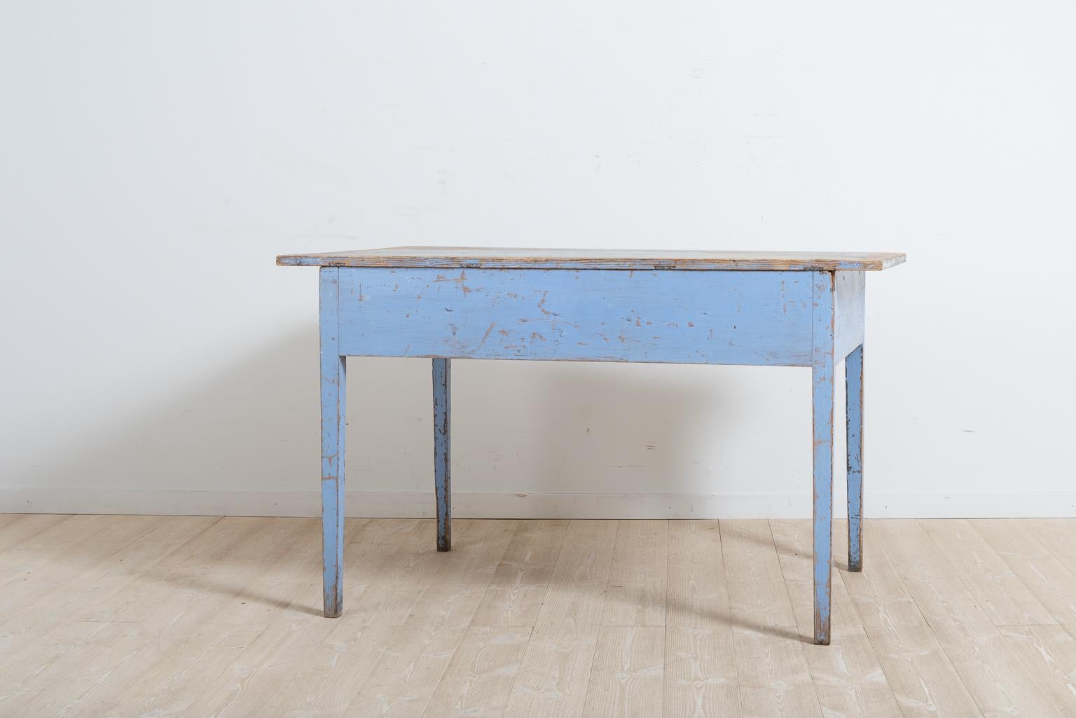 Pine Early 19th Century Swedish Blue Gustavian Table or Desk