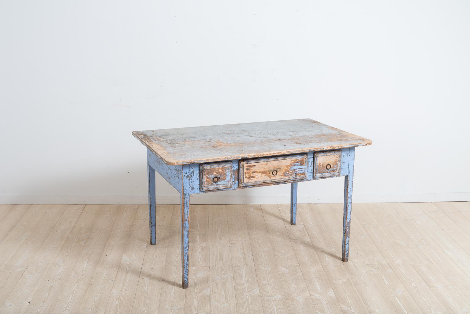 Early 19th Century Swedish Blue Gustavian Table or Desk 1