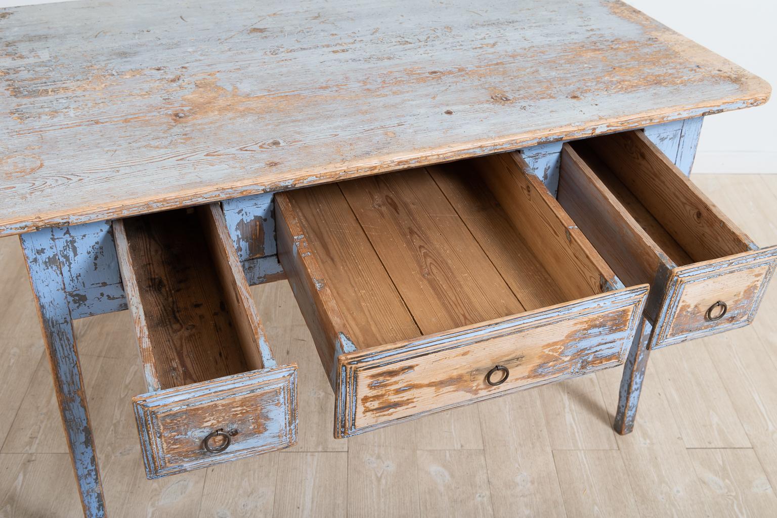 Early 19th Century Swedish Blue Gustavian Table or Desk 3