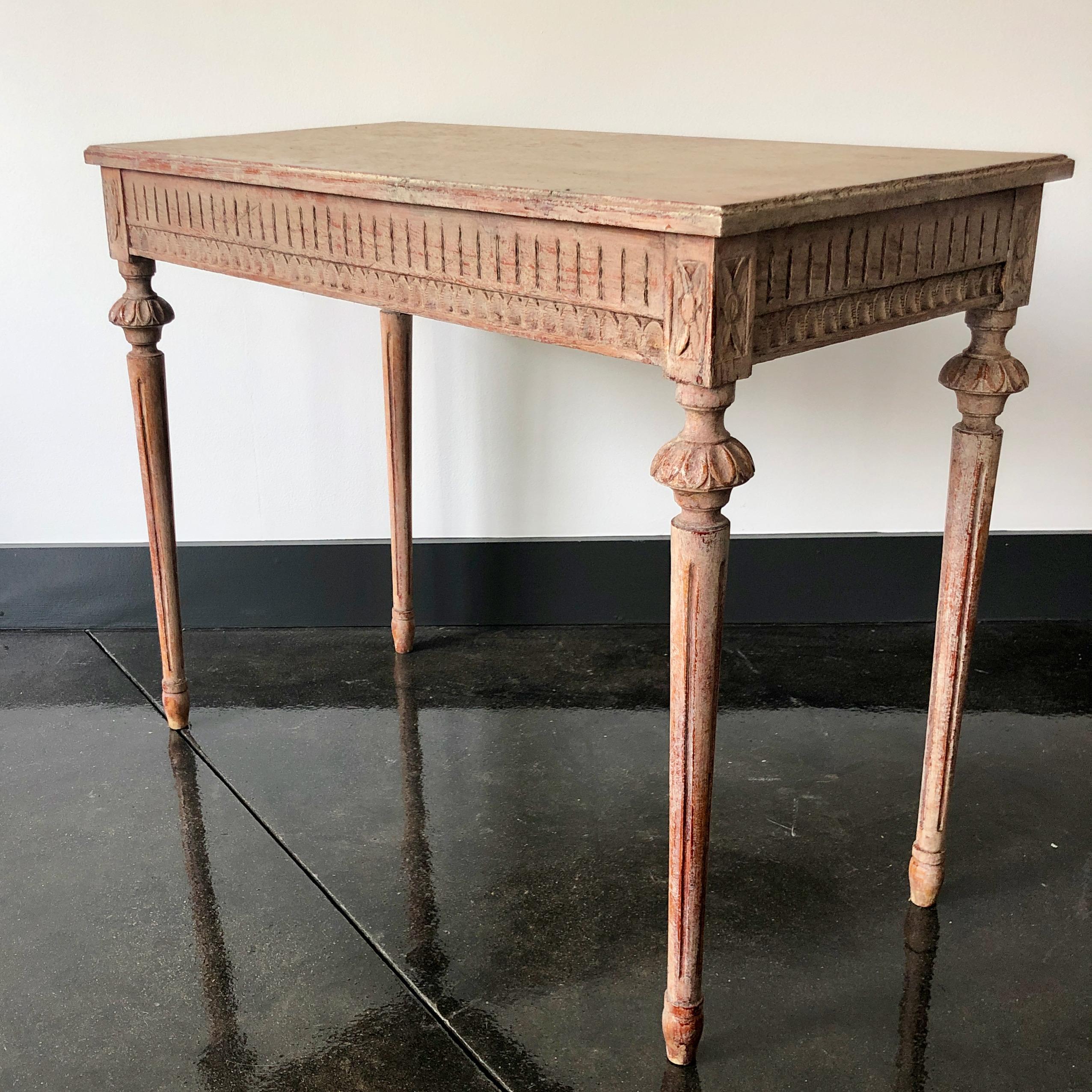 Hand-Carved Early 19th Century Swedish Gustavian Period Freestanding Console Table