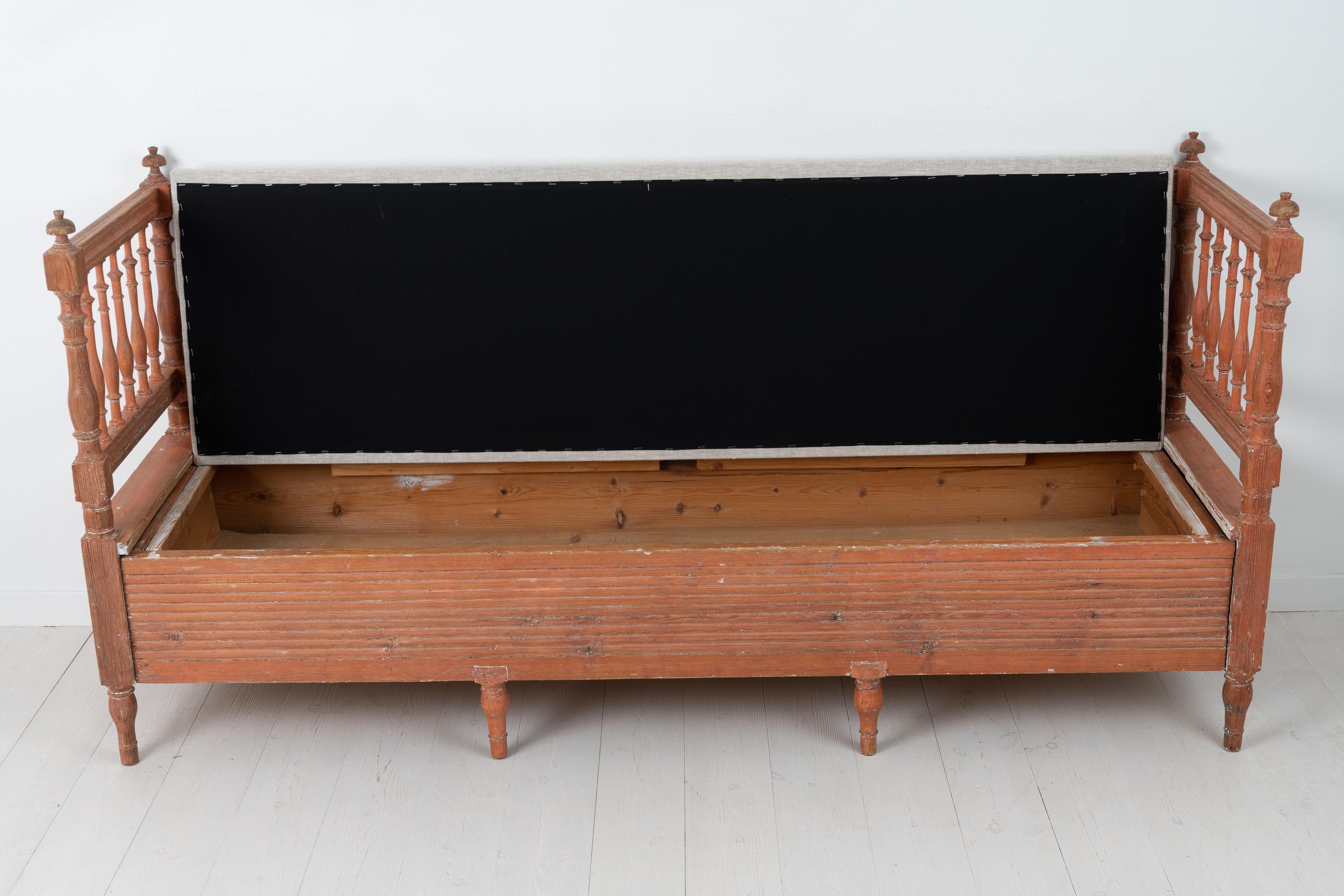 Antique Genuine Swedish Gustavian Pine Provincial Sofa Bench  For Sale 6