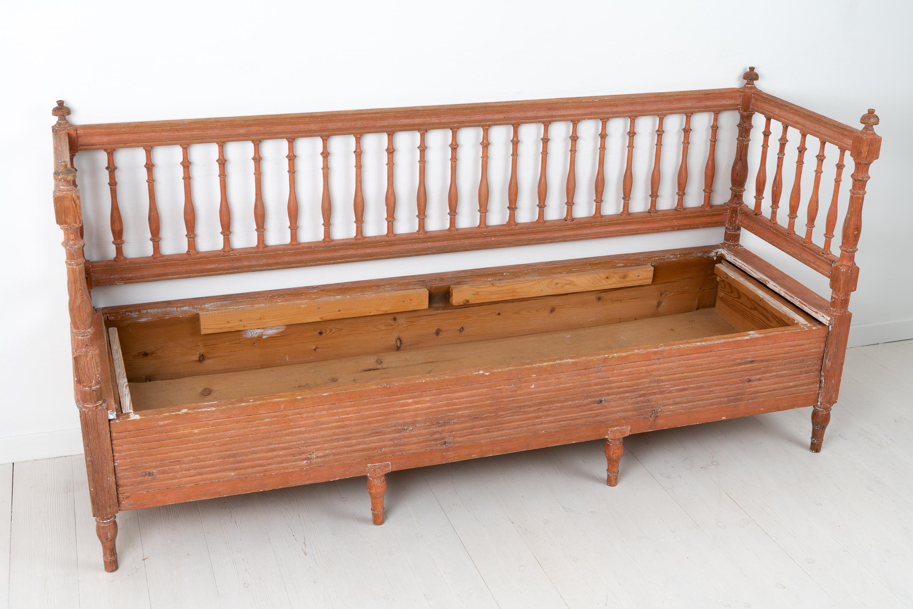 Antique Genuine Swedish Gustavian Pine Provincial Sofa Bench  For Sale 7