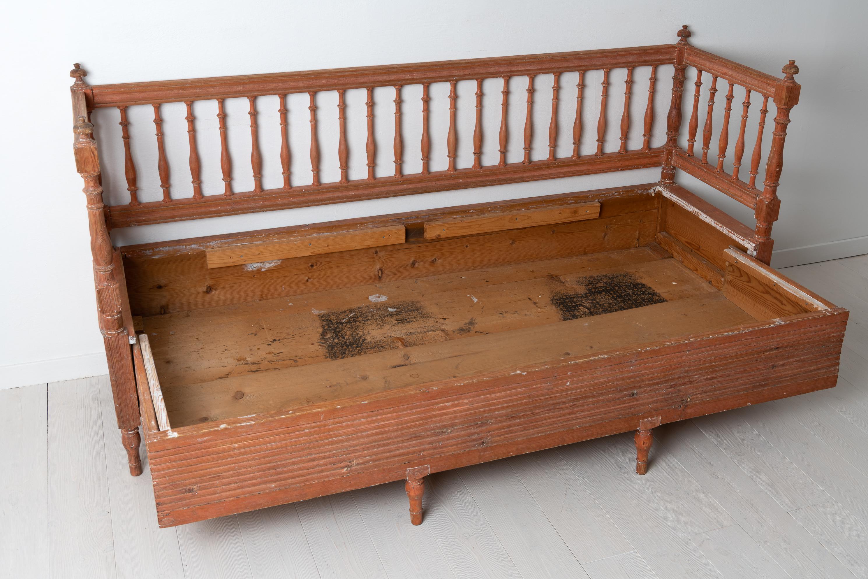Antique Genuine Swedish Gustavian Pine Provincial Sofa Bench  For Sale 8