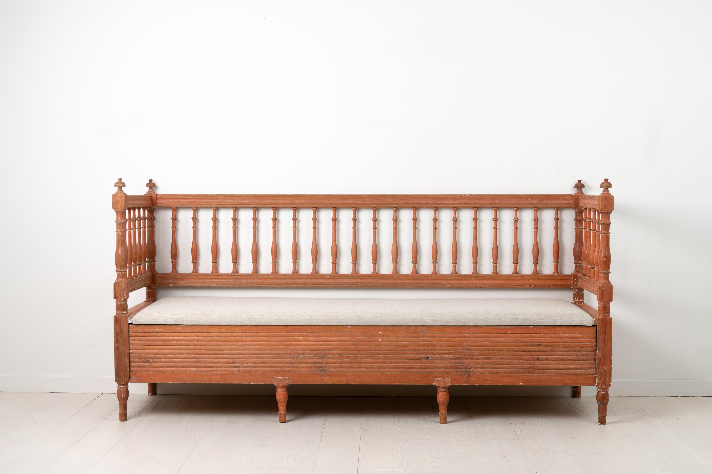 Hand-Crafted Antique Genuine Swedish Gustavian Pine Provincial Sofa Bench  For Sale
