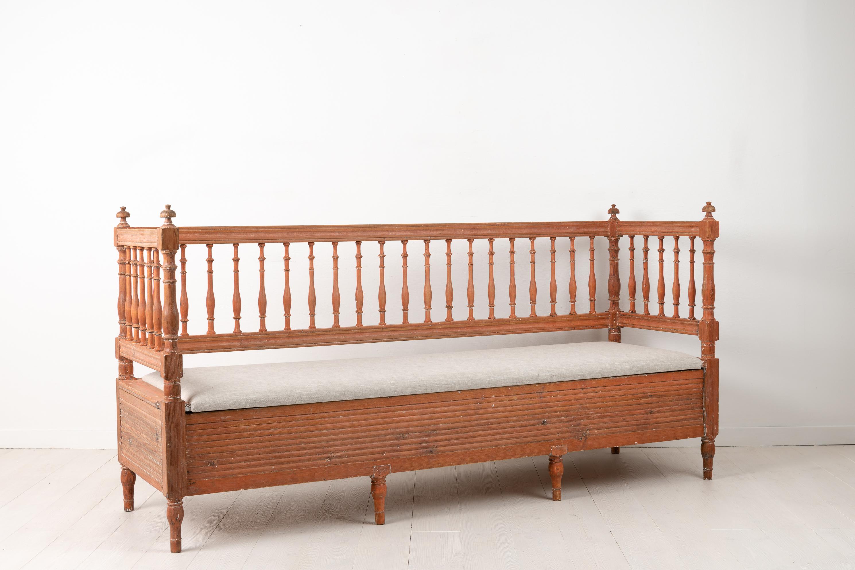 19th Century Antique Genuine Swedish Gustavian Pine Provincial Sofa Bench  For Sale