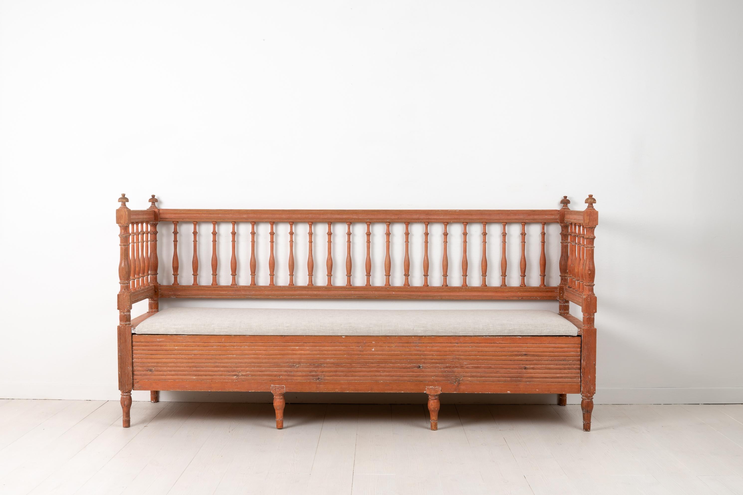 Antique Genuine Swedish Gustavian Pine Provincial Sofa Bench  For Sale 1