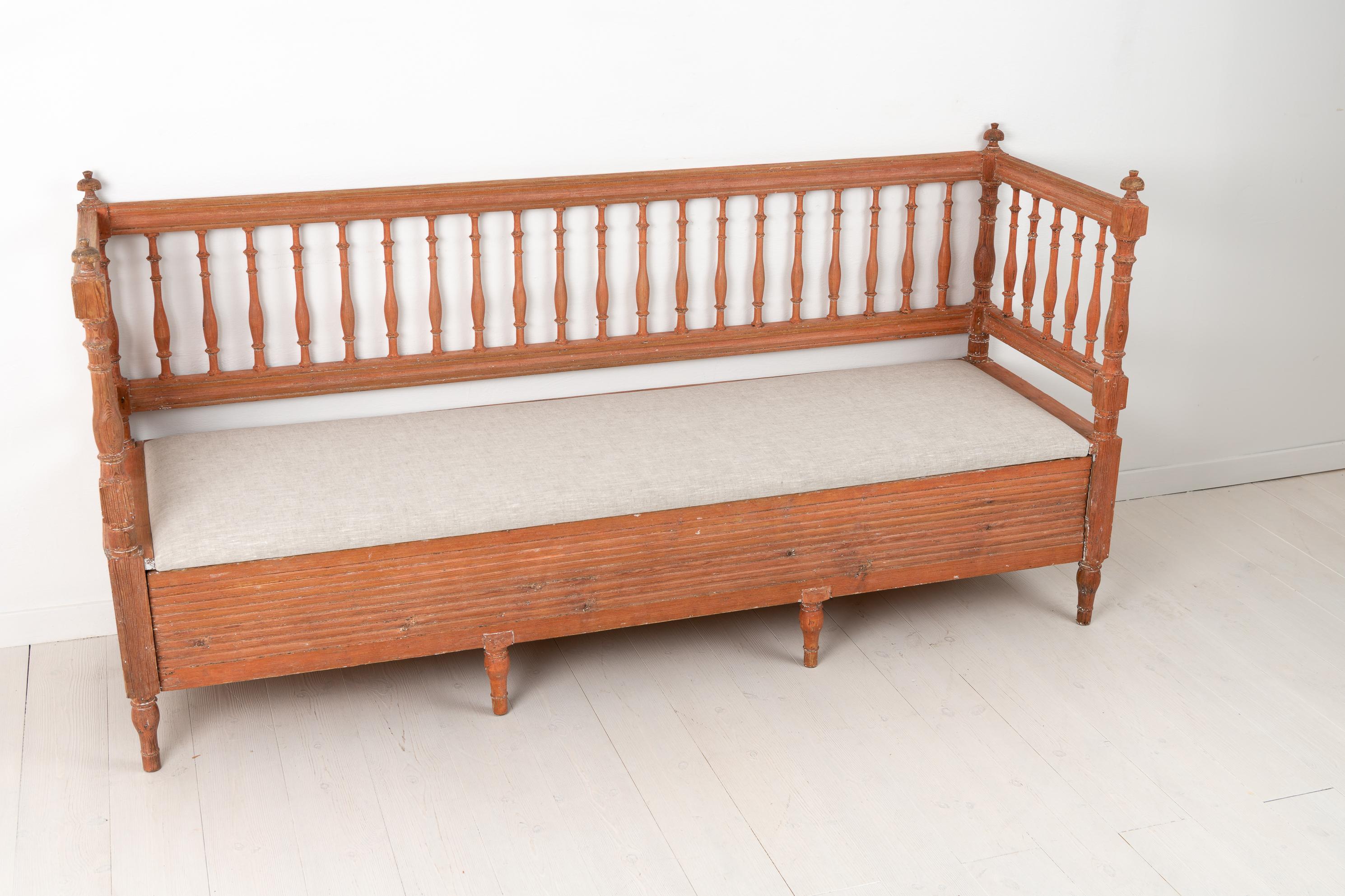 Antique Genuine Swedish Gustavian Pine Provincial Sofa Bench  For Sale 3