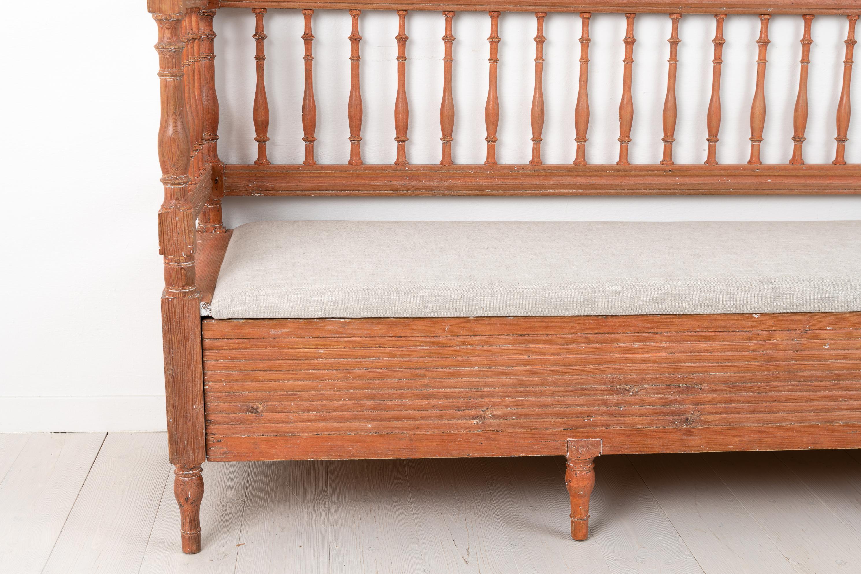 Antique Genuine Swedish Gustavian Pine Provincial Sofa Bench  For Sale 4
