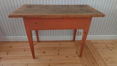 Mesa Rústica Gustaviana Antigua Sueca de Principios del Siglo XIX con Pintura Original