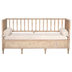 Early 19th Century Swedish Gustavian Stick Back Sofa in Original Paint