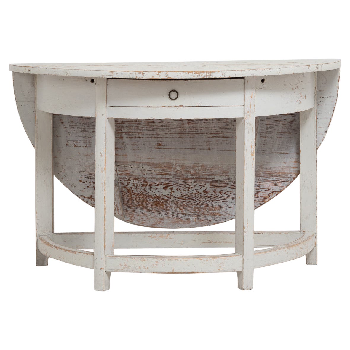 Early 19th Century Swedish Gustavian White Country Drop Leaf Table