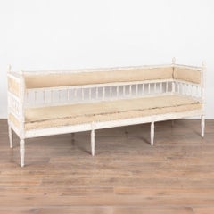 Early 19th Century Swedish Gustavian White Painted Long Bench
