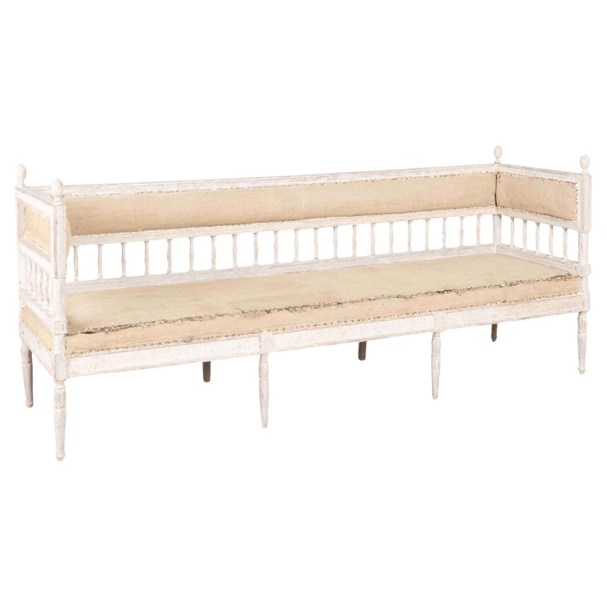Early 19th Century Swedish Gustavian White Painted Long Bench