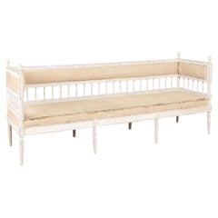 Early 19th Century Swedish Gustavian White Painted Long Bench