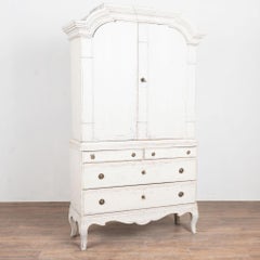 Early 19th Century Swedish Gustavian White Painted Pine Cabinet with Drawers
