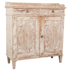 Early 19th Century Swedish Gustavian White Painted Pine Sideboard Cupboard