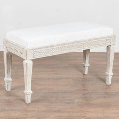 Petit banc suédois gustavien blanc du début du 19e siècle