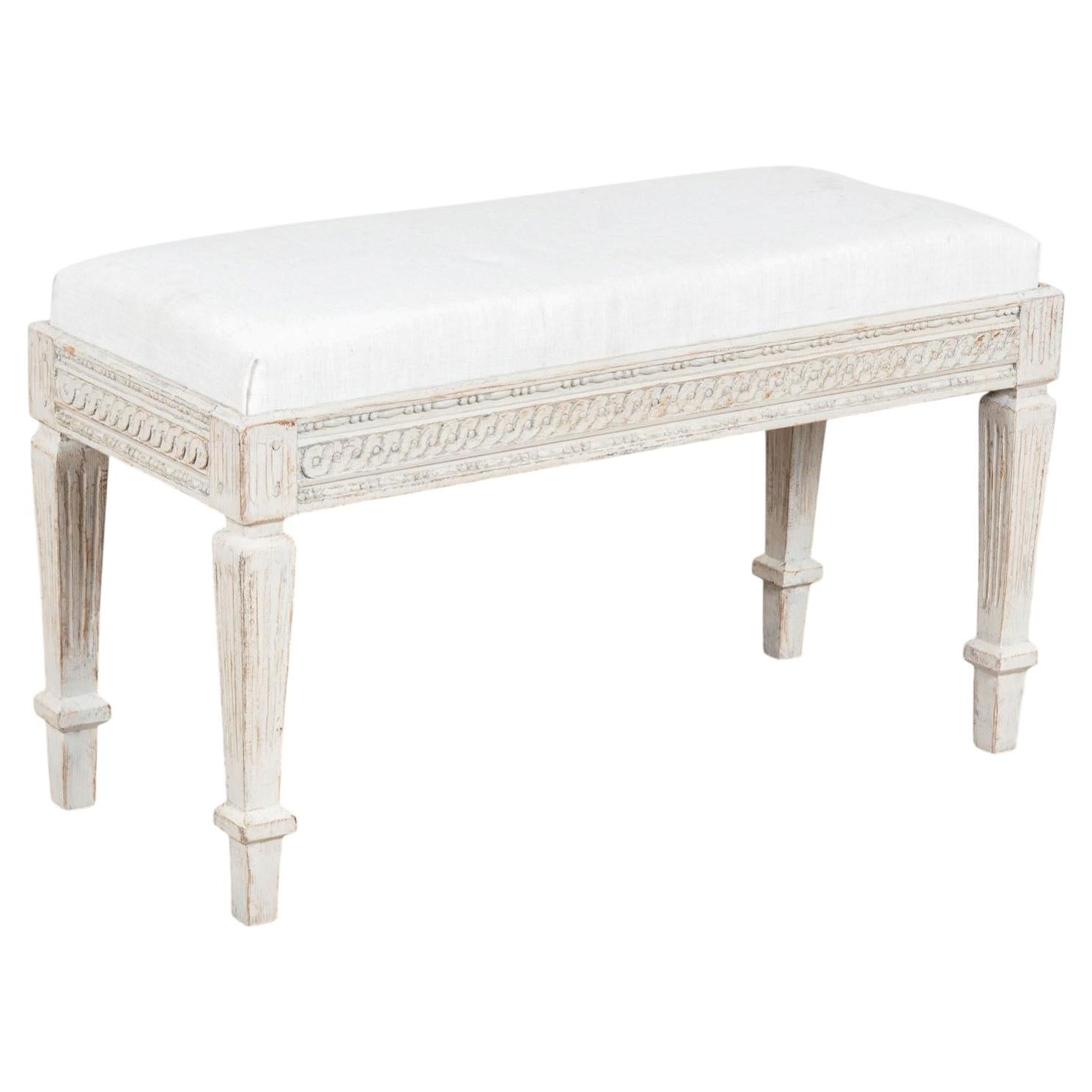 Early 19th Century Swedish Gustavian White Small Bench