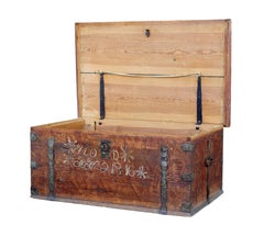 Early 19th century Swedish hand painted pine blanket box