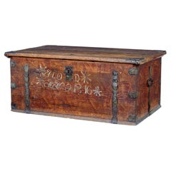 Antique Early 19th century Swedish hand painted pine blanket box