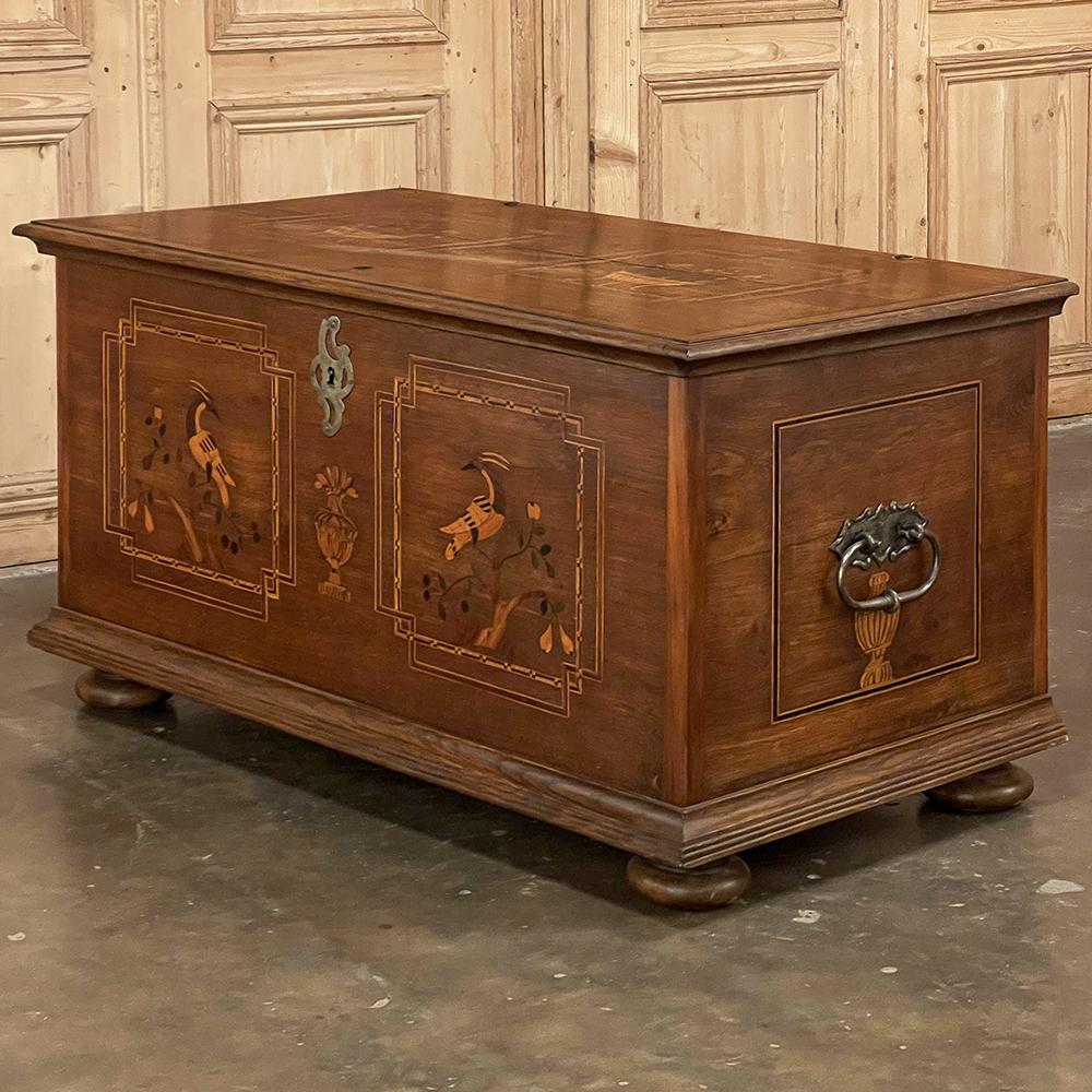 Rustic Early 19th Century Swedish Inlaid Trunk with Marquetry For Sale