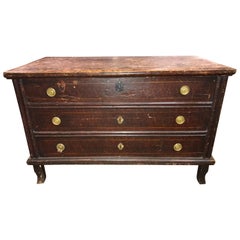 Early 19th Century Swedish Lift Top Grain Painted Blanket Chest