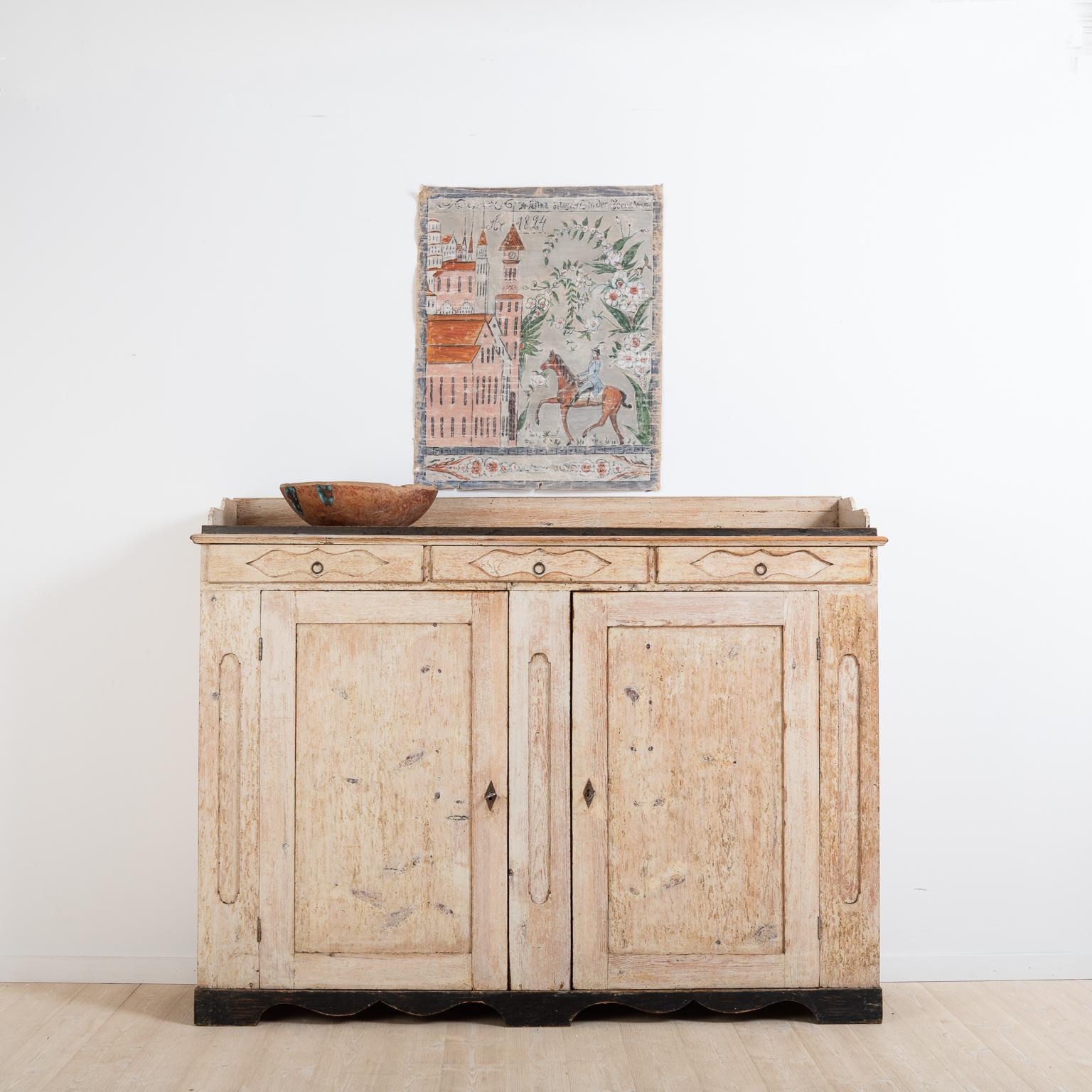 Hand-Painted Early 19th Century Swedish Long Sideboard in Empire Style