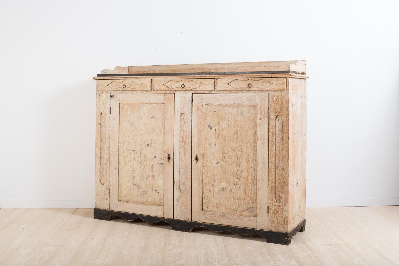Pine Early 19th Century Swedish Long Sideboard in Empire Style