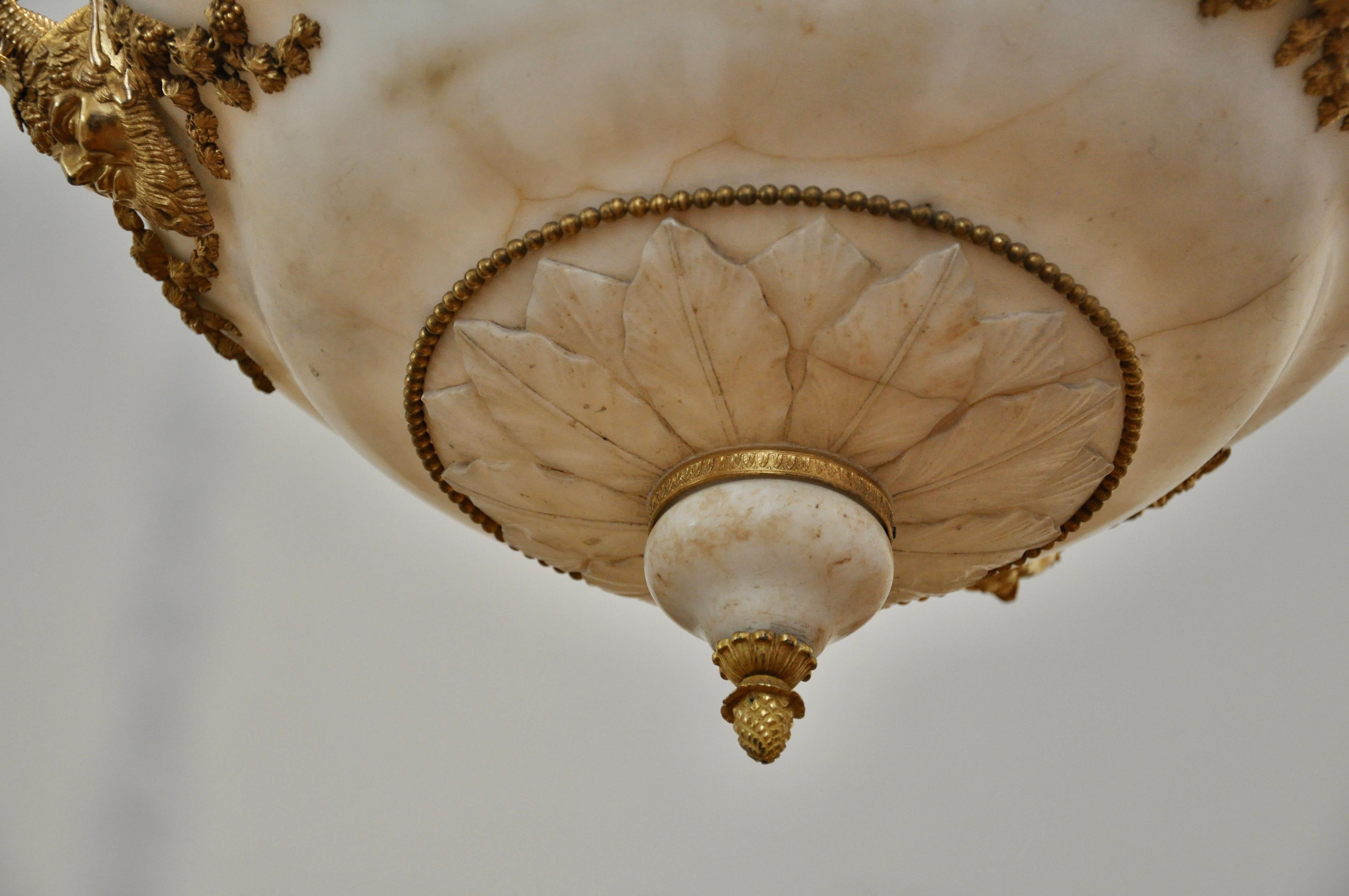 Early 19th Century Swedish Neoclassical Alabaster and Ormolu Chandelier 1