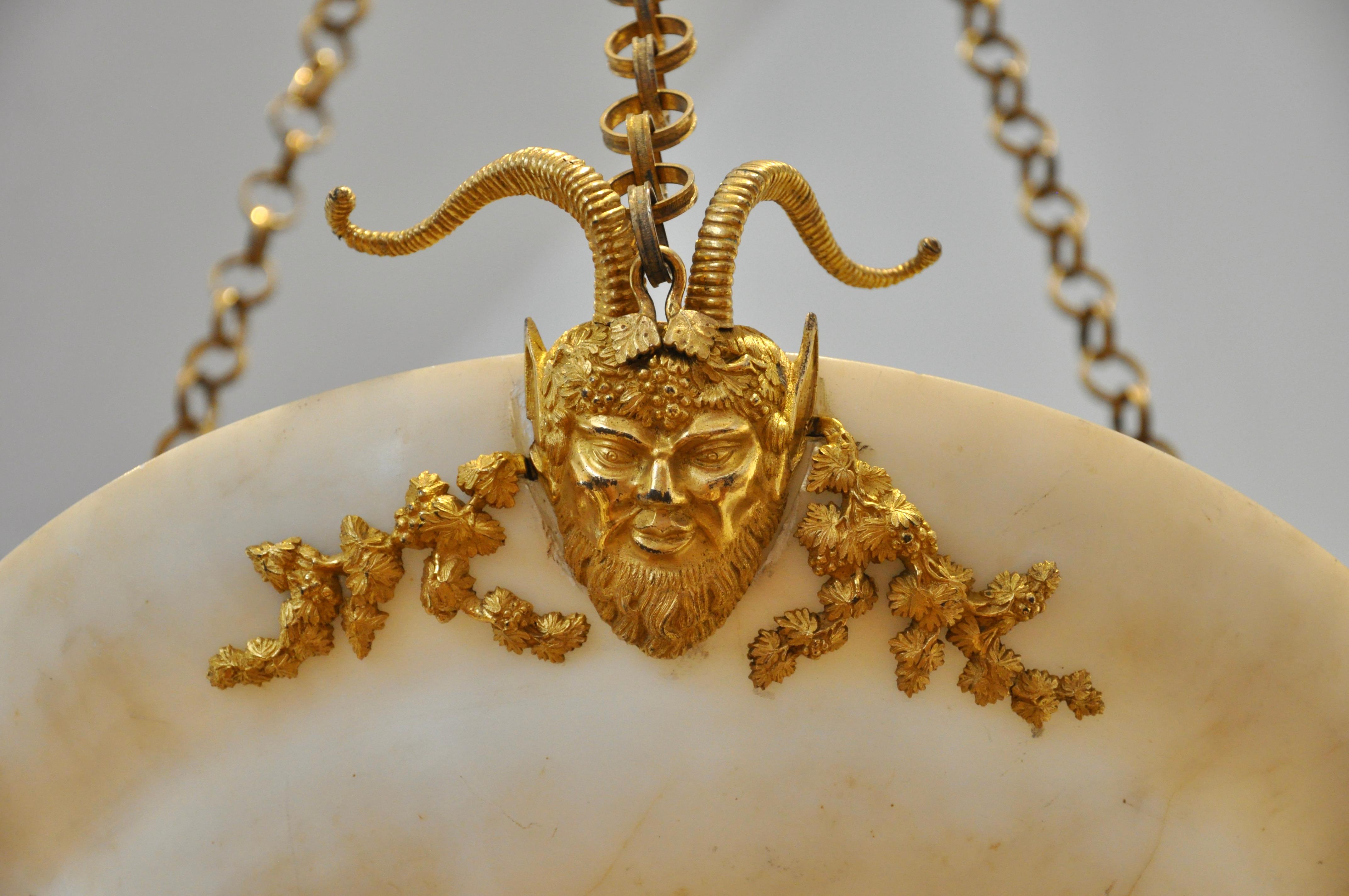Early 19th Century Swedish Neoclassical Alabaster and Ormolu Chandelier 3
