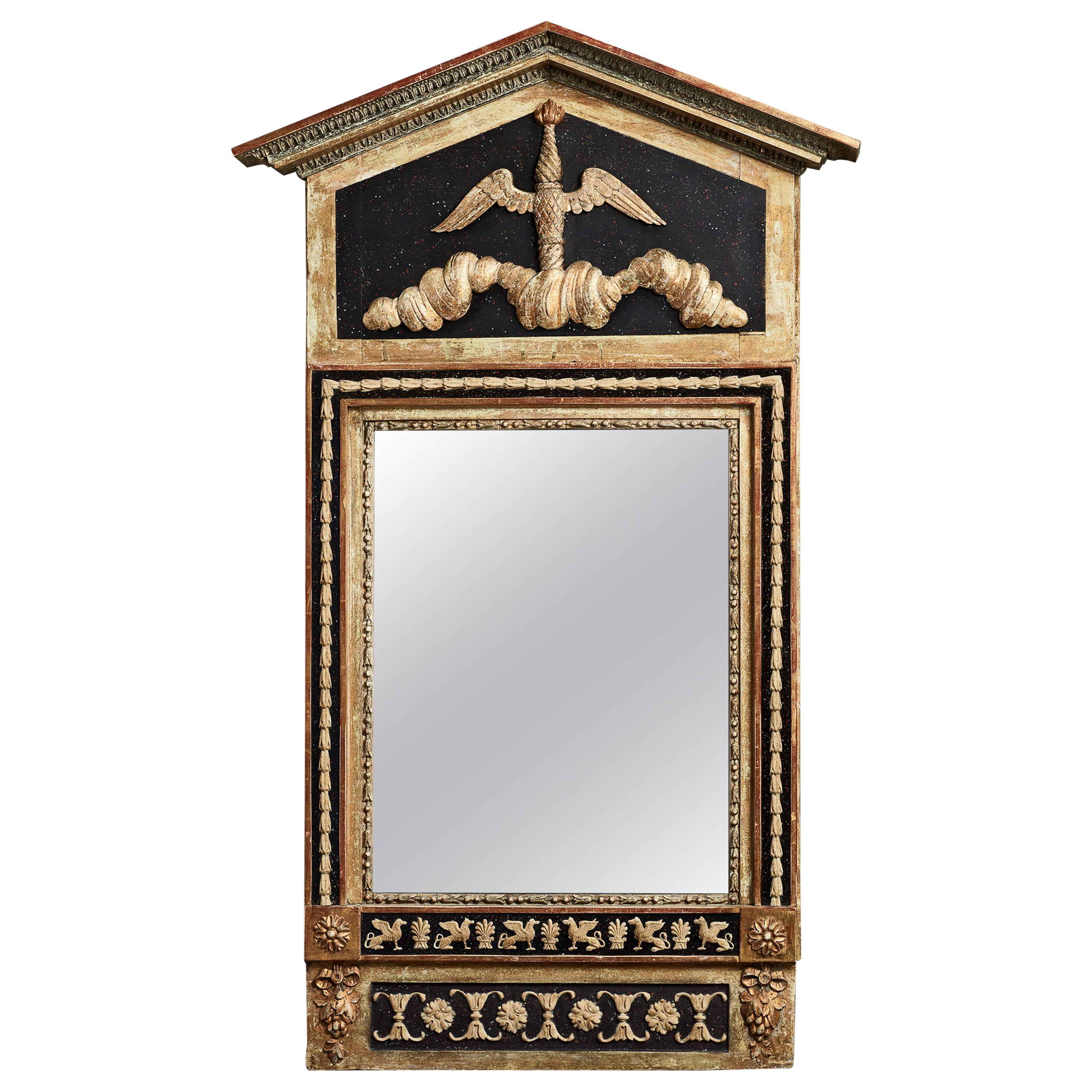 Early 19th Century Swedish Neoclassical Gustavian Wall Mirror with Faux Porphyry For Sale