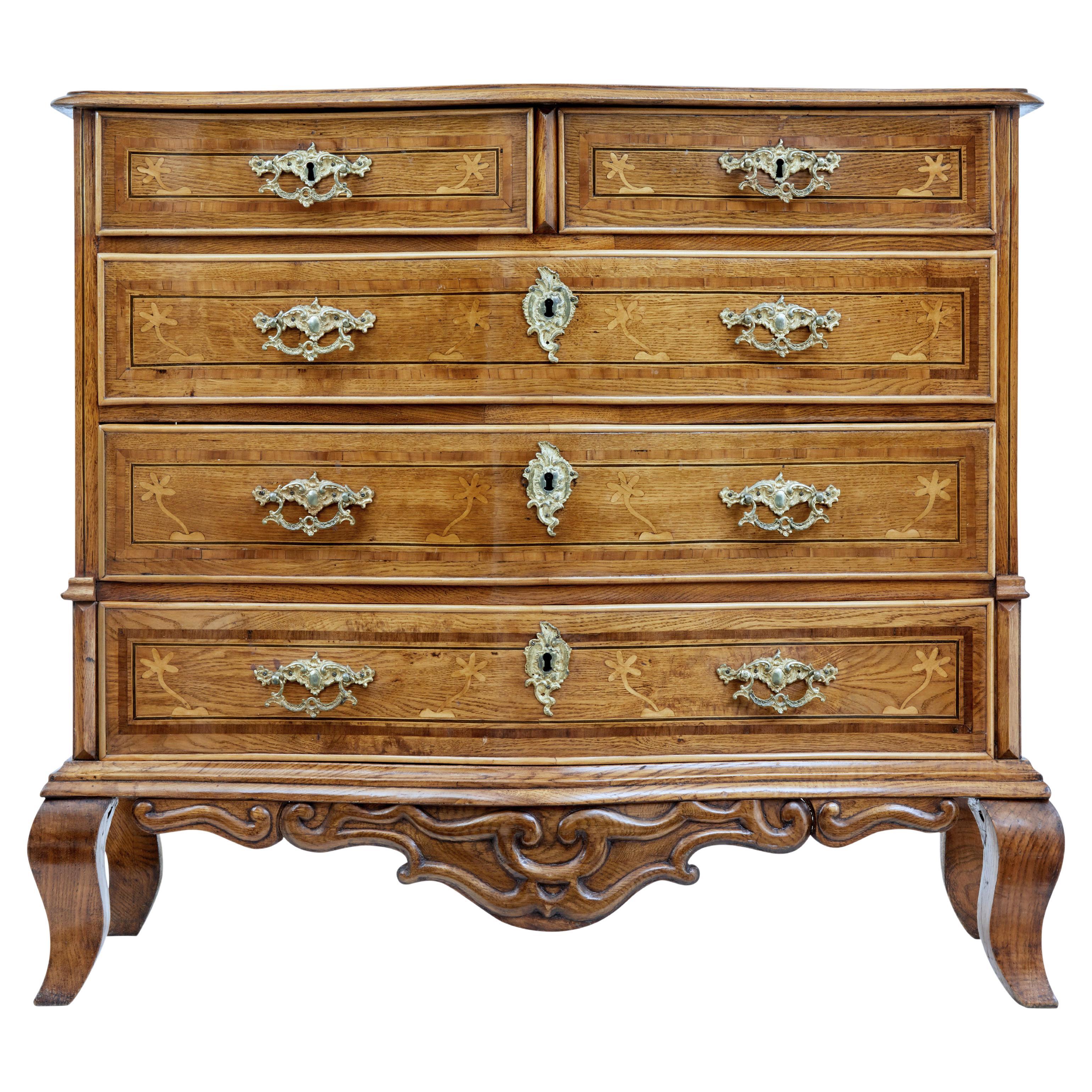 Early 19th century Swedish oak inlaid chest of drawers