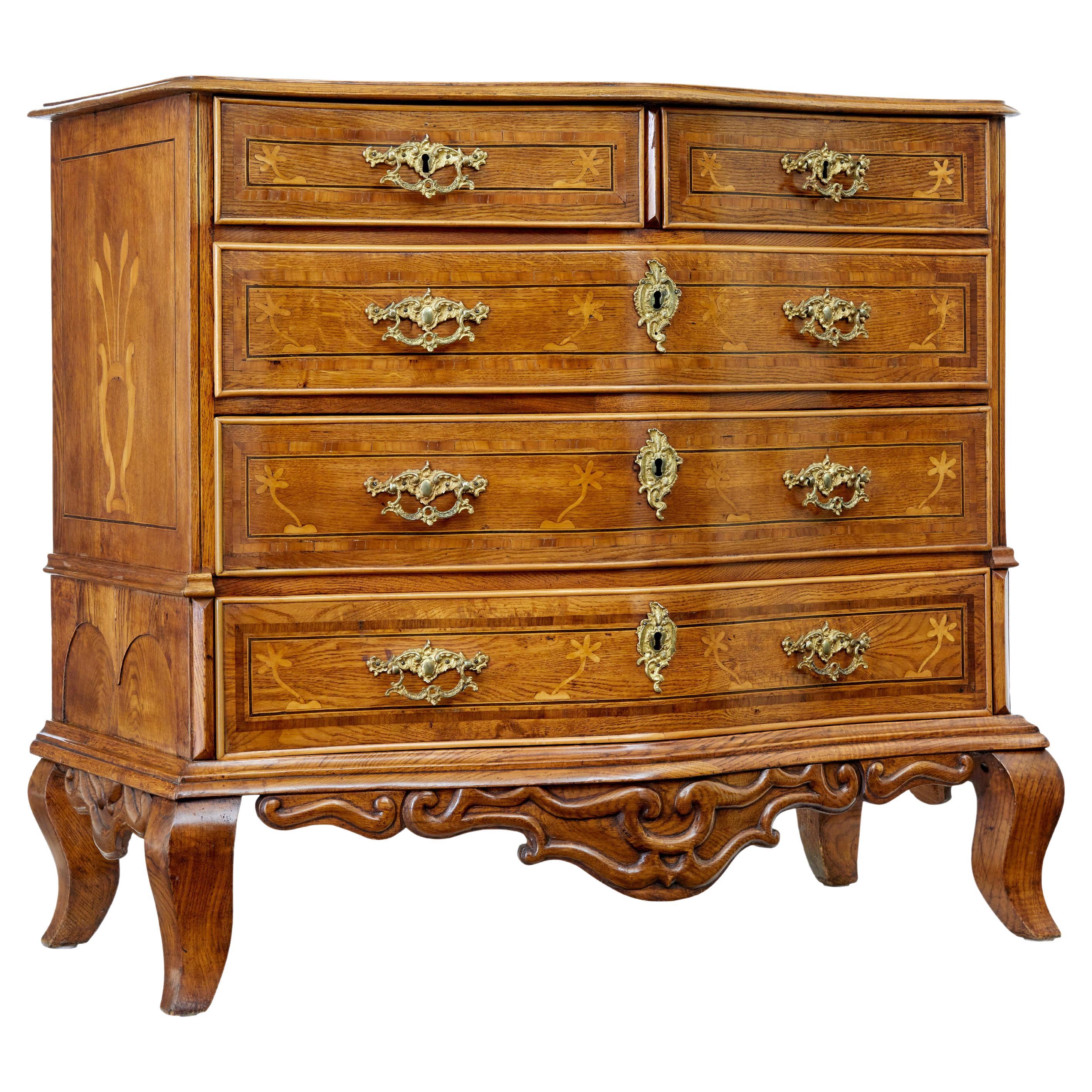Early 19th Century Swedish Oak Inlaid Chest of Drawers For Sale