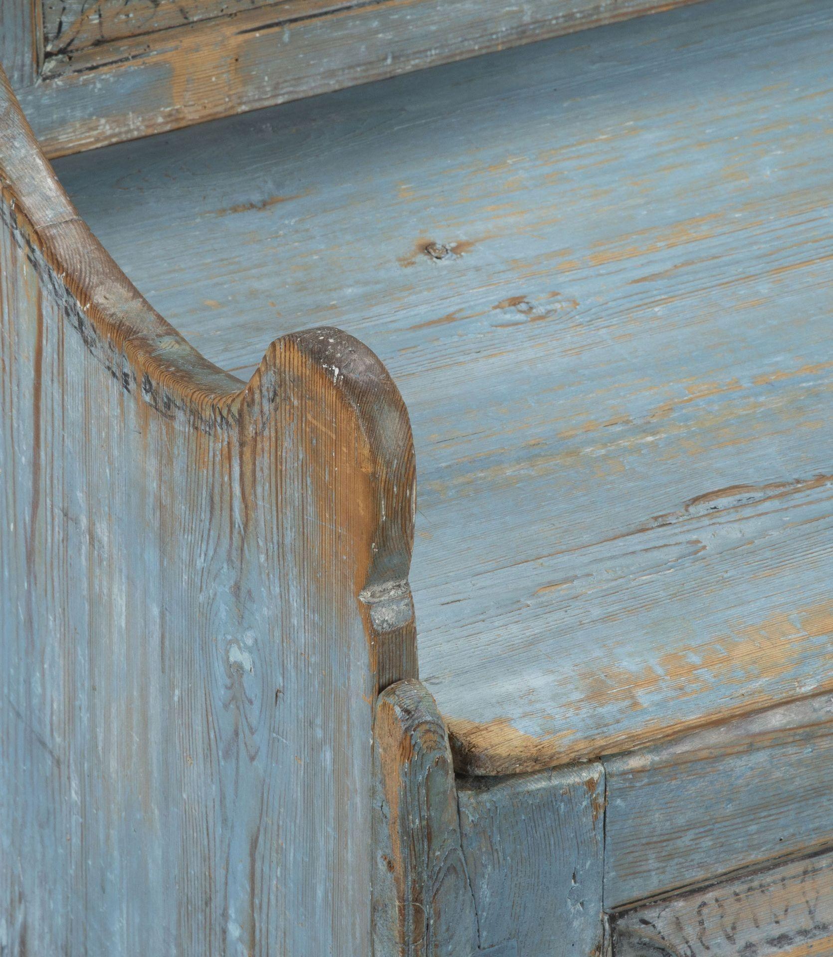 Early 19th Century Swedish Original Blue Painted Bench For Sale 6