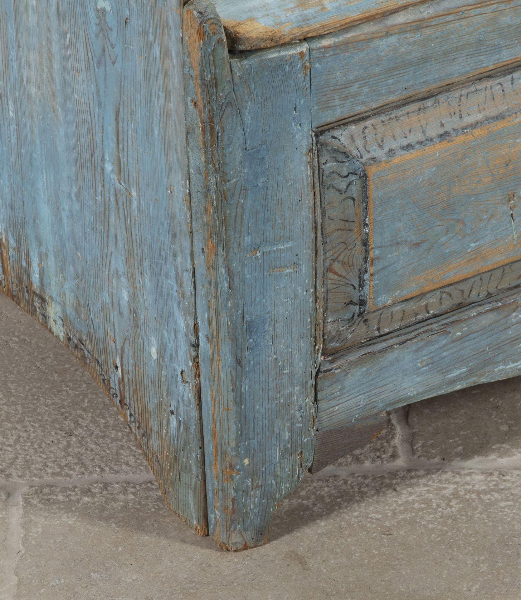 Early 19th Century Swedish Original Blue Painted Bench For Sale 7
