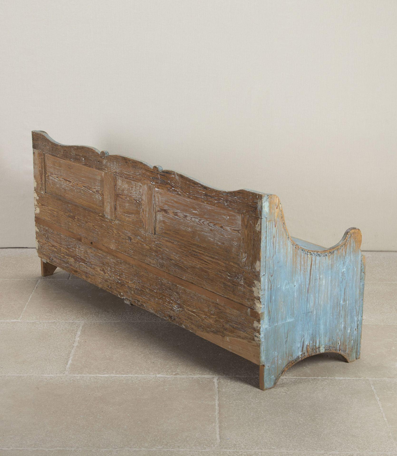 Early 19th Century Swedish Original Blue Painted Bench In Good Condition For Sale In Gloucestershire, GB