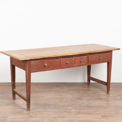Console de travail suédoise d'origine en pin peint en rouge, datant du début du XIXe siècle