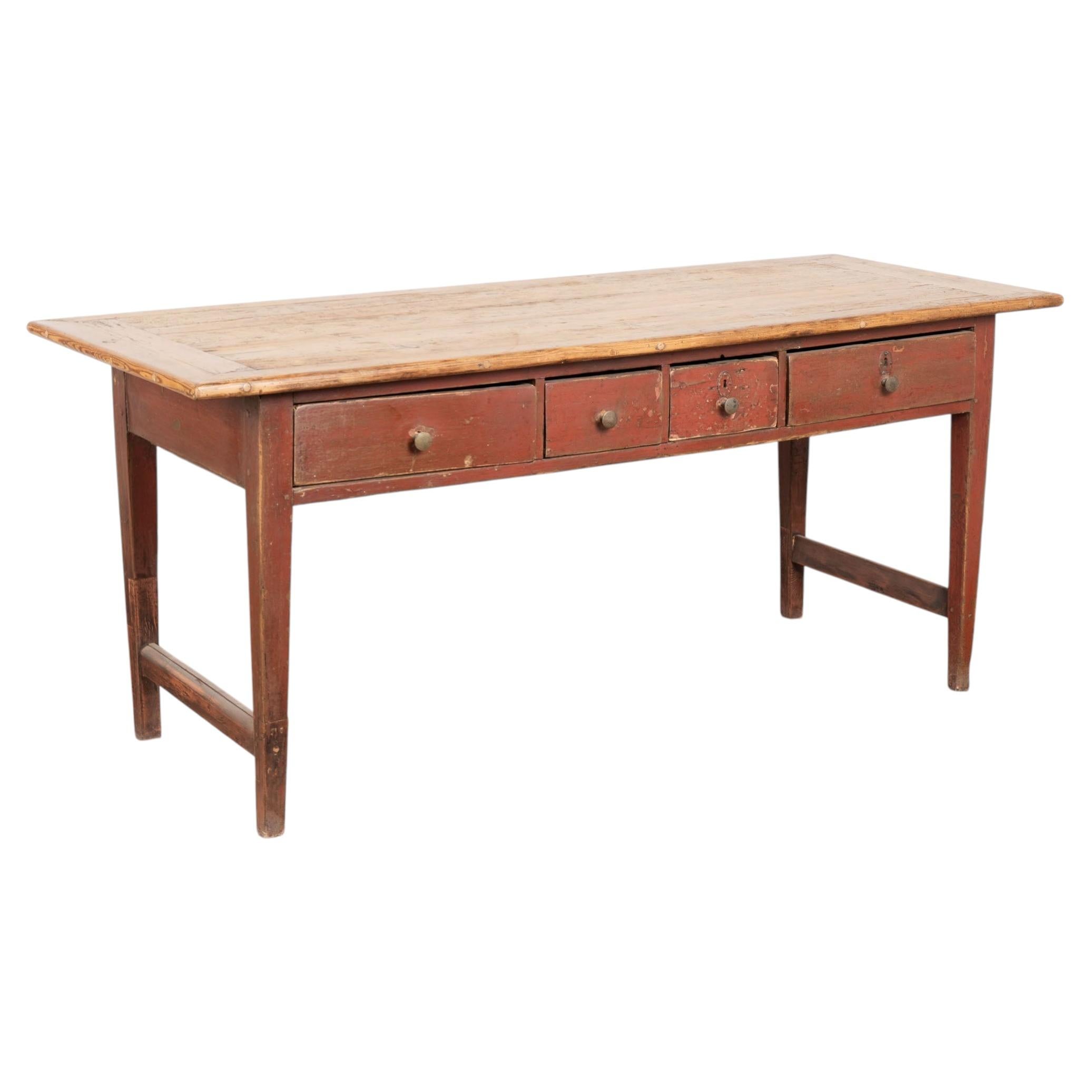 Early 19th Century Swedish Original Red Painted Pine Work Console Table