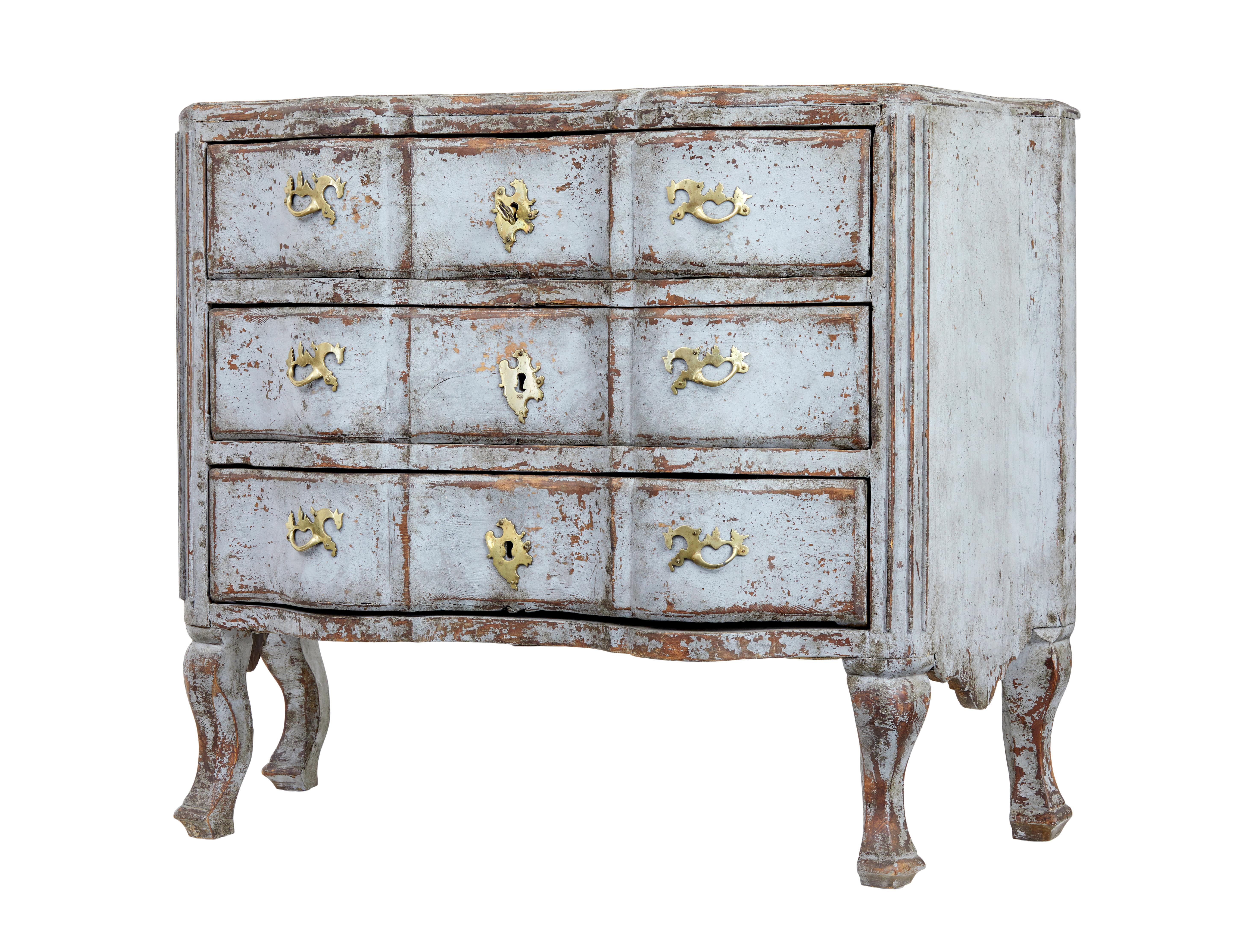 Early 19th century Swedish painted baroque revival chest of drawers For Sale 3