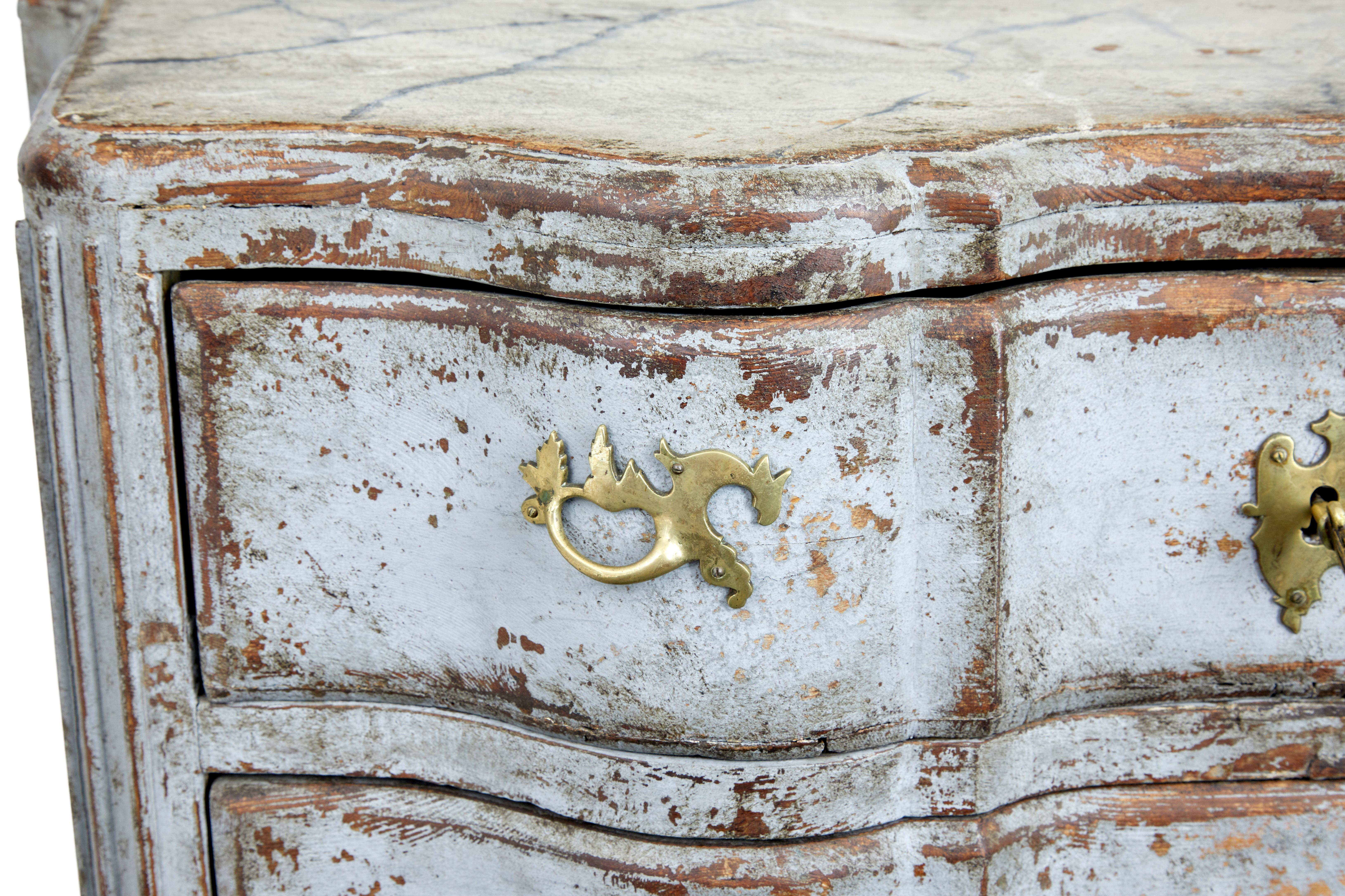 Hand-Crafted Early 19th century Swedish painted baroque revival chest of drawers For Sale