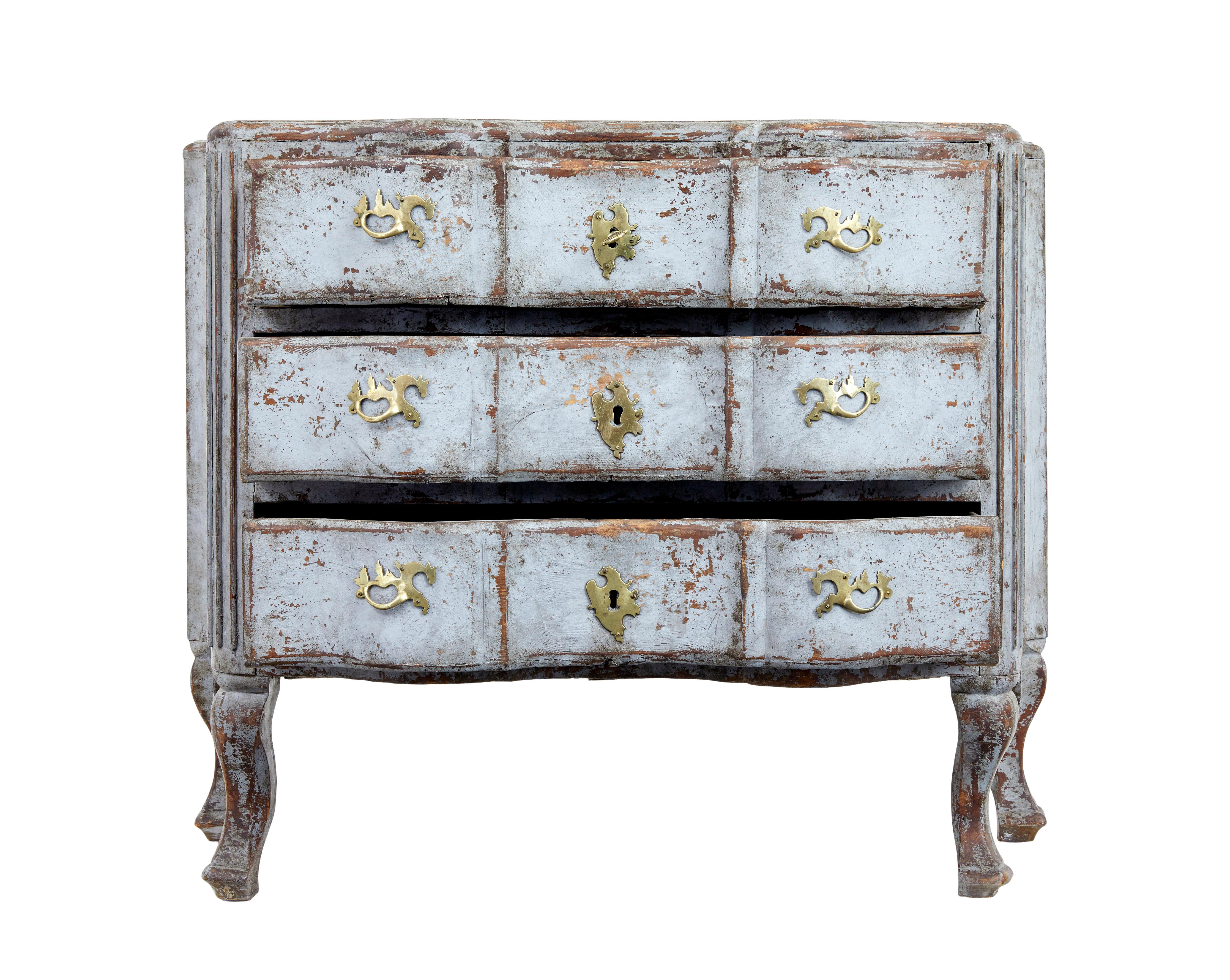 19th Century Early 19th century Swedish painted baroque revival chest of drawers For Sale