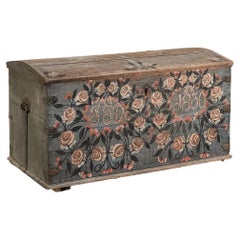 Early 19th Century Swedish Painted Trunk Dated 1830